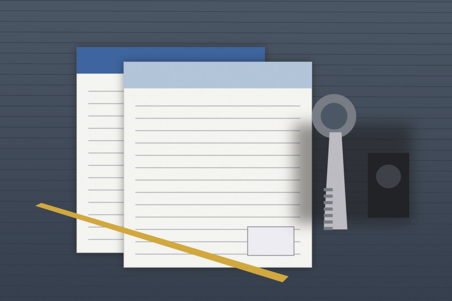 Illustration of insurance paperwork, a pen, and car keys on a table, empty of people